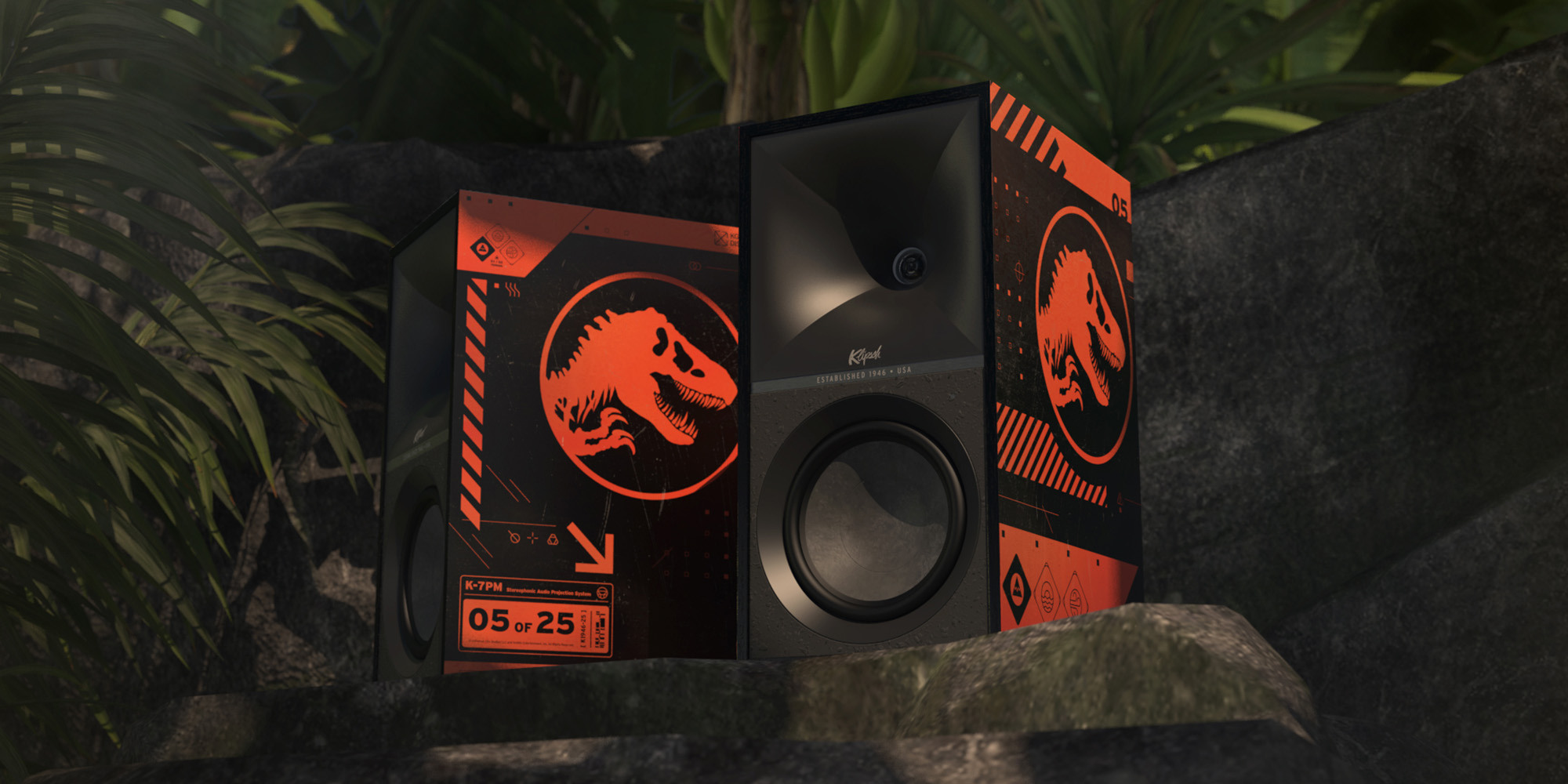 Klipsch The Sevens Powered Speakers in limited-edition Jurassic World Rebirth finish